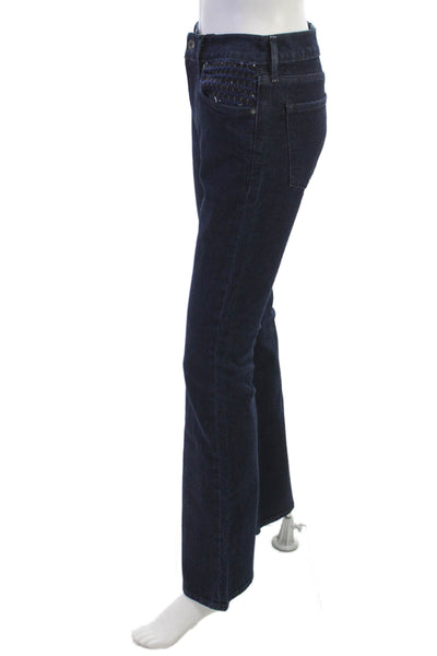 Levis Womens Flared Jeans Dark Blue Mid Rise 31 Inseam Size 27