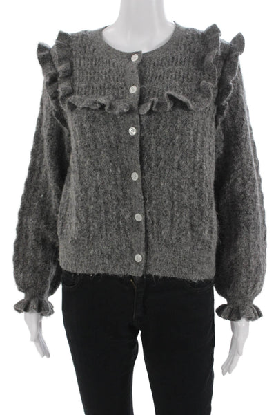 & Other Stories Womens Cardigan Dark Gray Crew Neck Size S