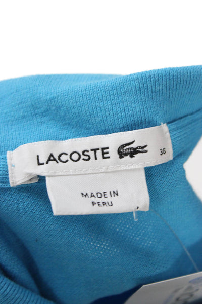 Lacoste Womens Basic Polo Blue Collared Sleeveless Cotton Elastane Size 36