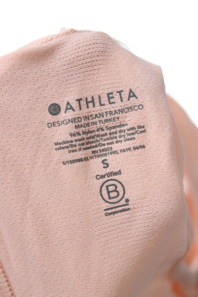 Athleta Women Pink Basic Sleeveless Tank Round Neck Nylon Spandex Size S
