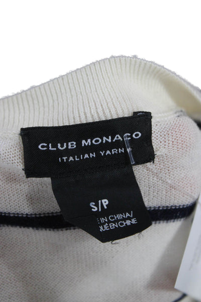 Club Monaco Women Pullover Sweater Beige Merino Wool Crewneck Striped Size S