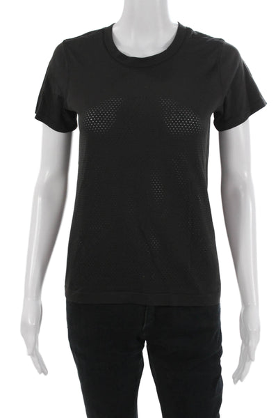 Lululemon Womens Basic T-Shirt Black Crew Neck Short Sleeve Poly Spandex Size 6