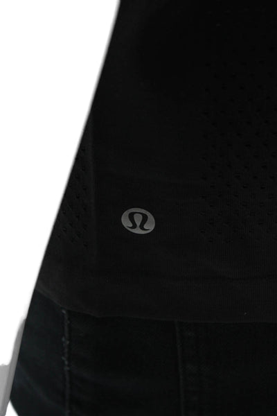 Lululemon Womens Basic T-Shirt Black Crew Neck Short Sleeve Poly Spandex Size 6