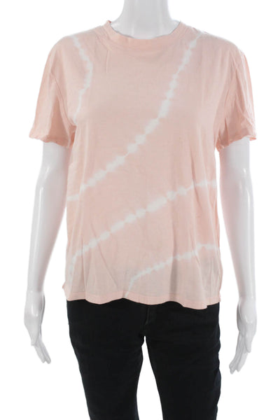 Athleta Womens Basic Pink Cotton Crew Neck Short Sleeve T-Shirt Hippie Size S