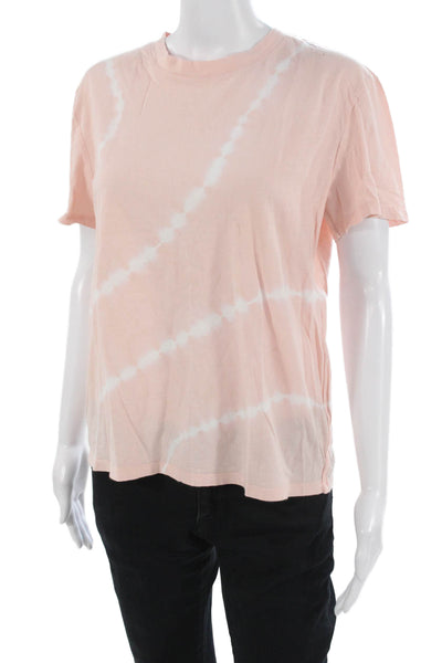 Athleta Womens Basic Pink Cotton Crew Neck Short Sleeve T-Shirt Hippie Size S