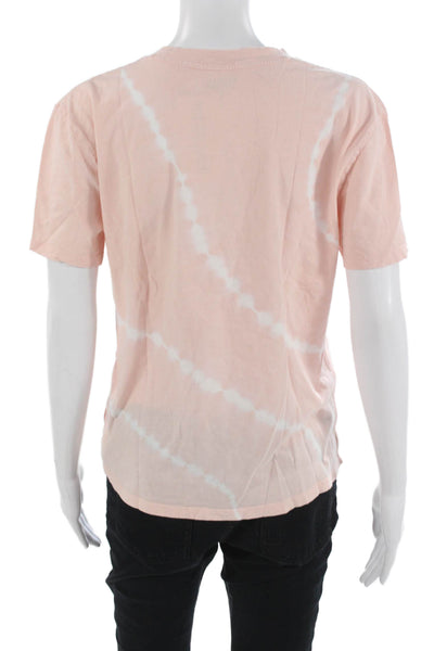 Athleta Womens Basic Pink Cotton Crew Neck Short Sleeve T-Shirt Hippie Size S