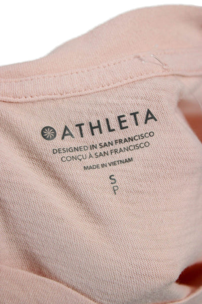 Athleta Womens Basic Pink Cotton Crew Neck Short Sleeve T-Shirt Hippie Size S