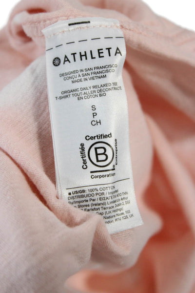 Athleta Womens Basic Pink Cotton Crew Neck Short Sleeve T-Shirt Hippie Size S
