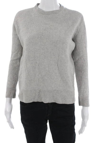 Something Navy Women Pullover Cashmere Silk Crew Neck Gray Sweater Size S