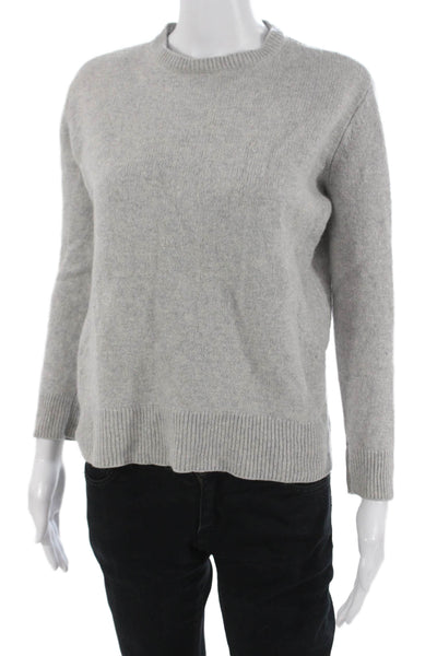Something Navy Women Pullover Cashmere Silk Crew Neck Gray Sweater Size S
