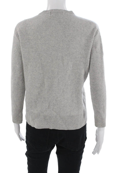 Something Navy Women Pullover Cashmere Silk Crew Neck Gray Sweater Size S