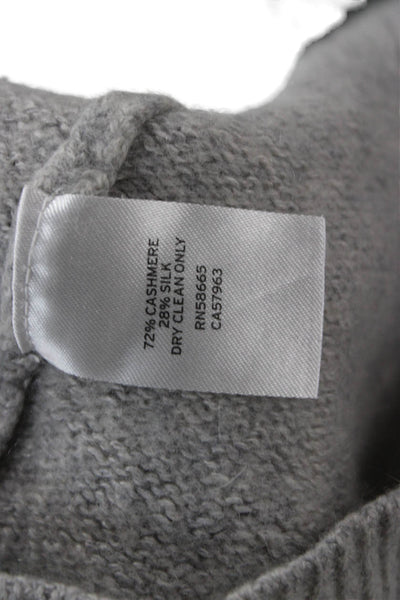 Something Navy Women Pullover Cashmere Silk Crew Neck Gray Sweater Size S