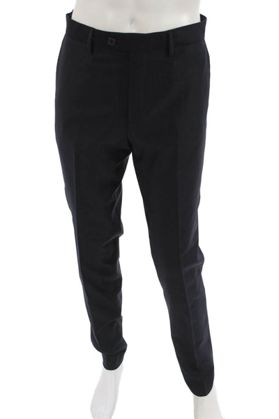 Banana Republic Mens Dress Pants Black Wool Stretch Button Size 32