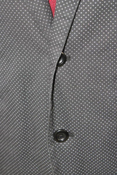 J Crew Mens Dark Gray Geometric Cotton Blazer Button Collared Size 40