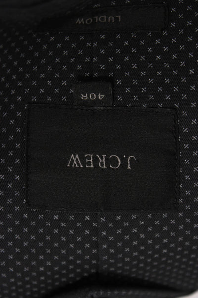 J Crew Mens Dark Gray Geometric Cotton Blazer Button Collared Size 40