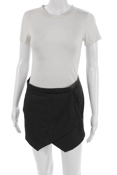 Zara Women Mini Wrap Herringbone Skort Dark Gray Polyester Size XS