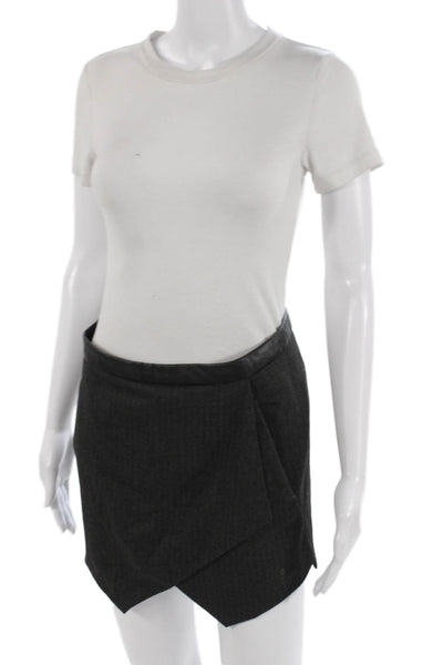 Zara Women Mini Wrap Herringbone Skort Dark Gray Polyester Size XS