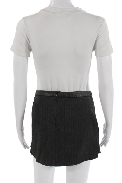 Zara Women Mini Wrap Herringbone Skort Dark Gray Polyester Size XS