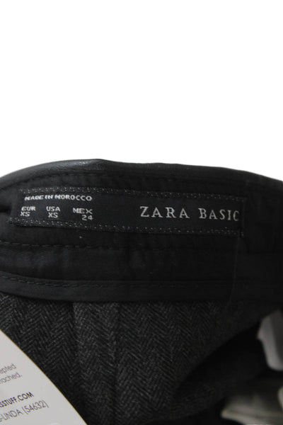 Zara Women Mini Wrap Herringbone Skort Dark Gray Polyester Size XS