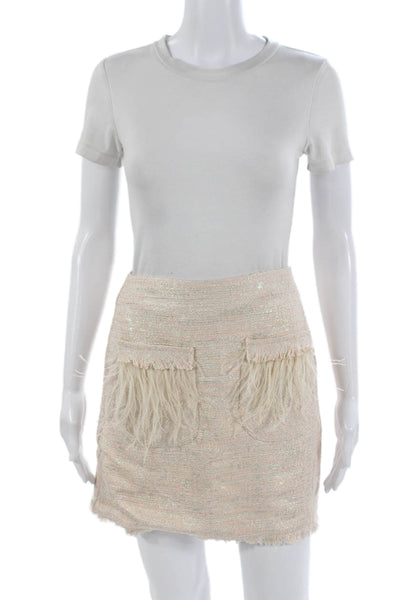 Zara Womens Mini Beige Polyester Skirt Size XS