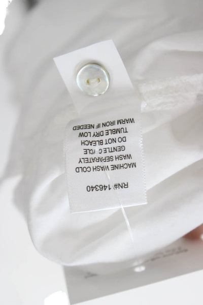 Amo Womens Basic Collared 3/4 Sleeve Button-Up Pima Cotton White Size M