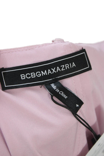 BCBG Max Azria Women Pink Maxi Wrap V-Neck Short Sleeve Tie Dress Size 4