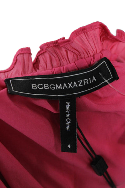 BCBG Max Azria Women Pink Kaftan Dress Long Sleeve Cotton Drawstring Size 4