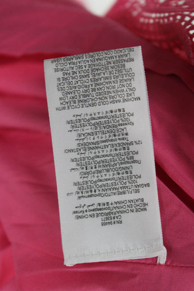 BCBG Max Azria Women Pink Kaftan Dress Long Sleeve Cotton Drawstring Size 4