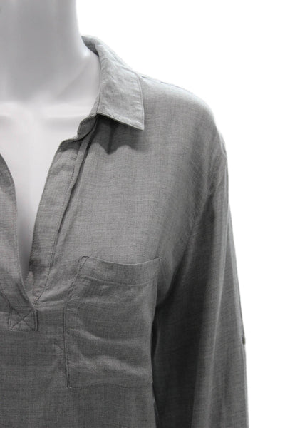 Cloth & Stone Women Tunic Blouse Gray Button Longsleeve Viscose Size XL