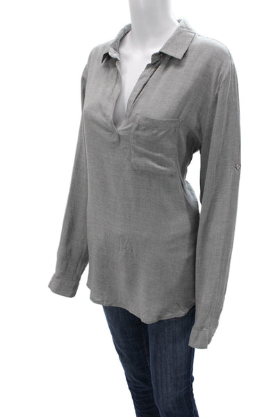 Cloth & Stone Women Tunic Blouse Gray Button Longsleeve Viscose Size XL