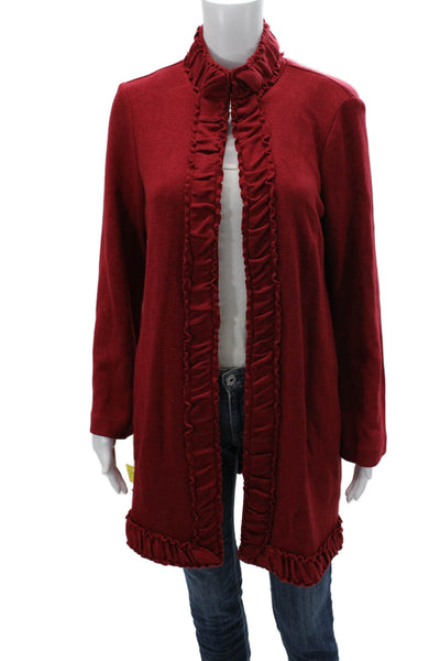 Pure Essence Womens Red Mock Neck Long Sleeve Coatigan Size M