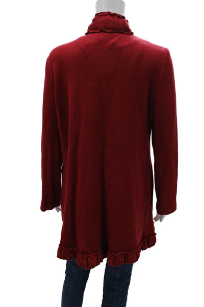 Pure Essence Womens Red Mock Neck Long Sleeve Coatigan Size M