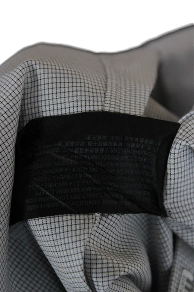 Theory Mens Cotton Grid Collared Long Sleeve Button-Down Shirt White Size 16R