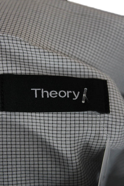 Theory Mens Cotton Grid Collared Long Sleeve Button-Down Shirt White Size 16R