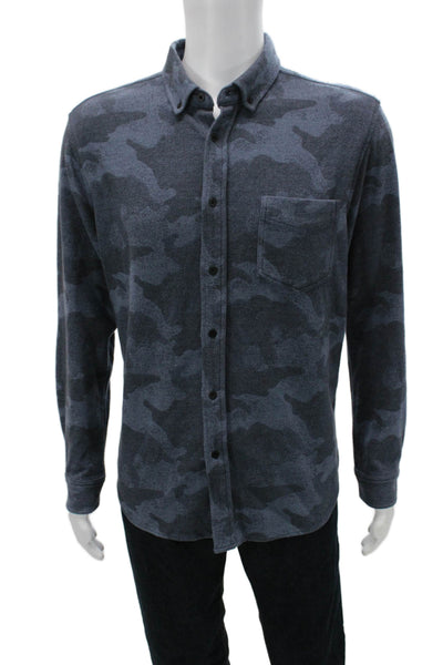 Rails Mens Camouflage Print Collared Casual Button-Down Shirt Blue Size L