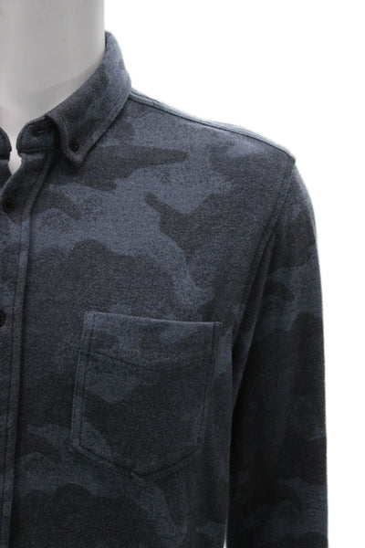 Rails Mens Camouflage Print Collared Casual Button-Down Shirt Blue Size L