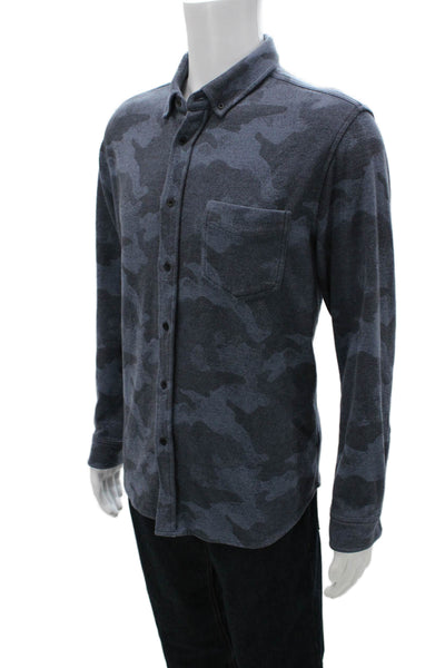 Rails Mens Camouflage Print Collared Casual Button-Down Shirt Blue Size L