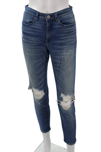 AYR Women Ankle Cropped Skinny Jeans Blue Mid Rise Button Size 27