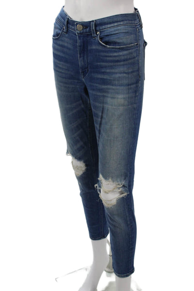 AYR Women Ankle Cropped Skinny Jeans Blue Mid Rise Button Size 27