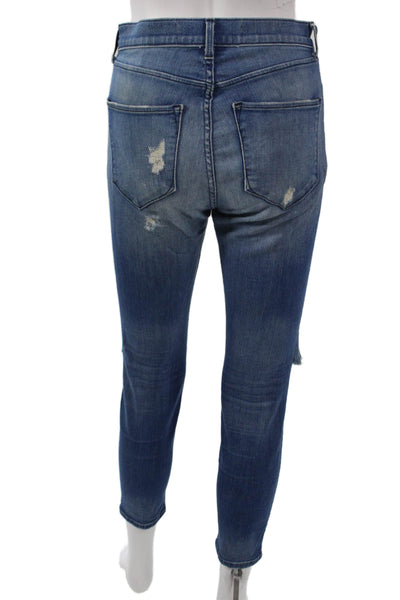 AYR Women Ankle Cropped Skinny Jeans Blue Mid Rise Button Size 27