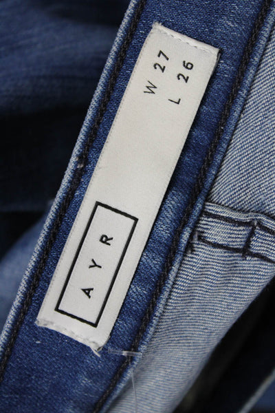 AYR Women Ankle Cropped Skinny Jeans Blue Mid Rise Button Size 27
