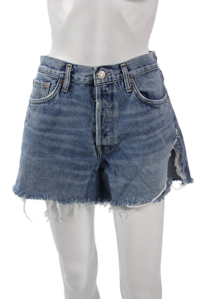 Agolde Womens 90s Solid Blue 100% Cotton Shorts Size 28