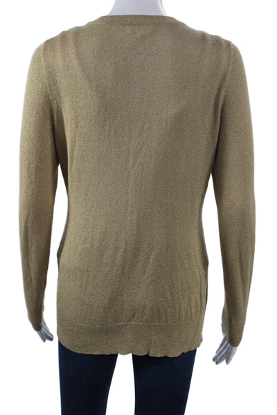 Shoshanna Women Beige V-Neck Button Cardigan Long Sleeve Size S