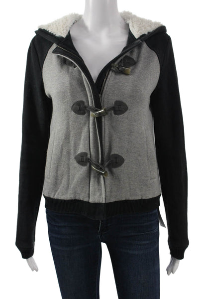 Splendid Womens Classic Black Toggle Jacket Cotton Blend Size M