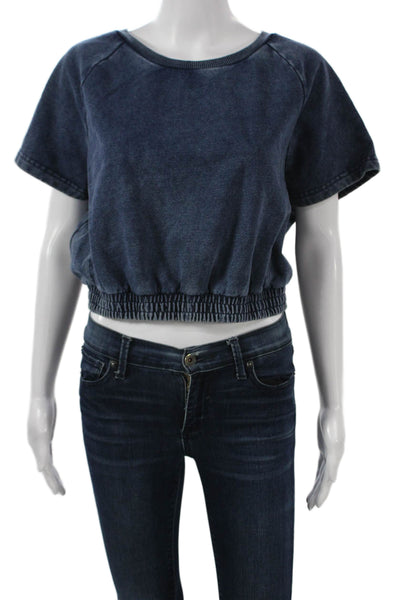 BB Dakota x Steve Madden Women Cropped Dark Blue Short Sleeve T Shirt Size M