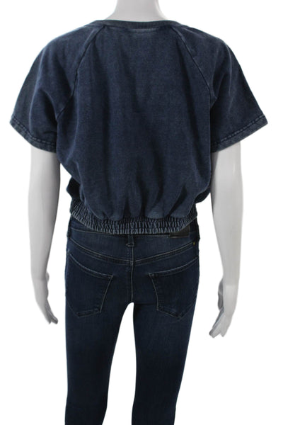 BB Dakota x Steve Madden Women Cropped Dark Blue Short Sleeve T Shirt Size M