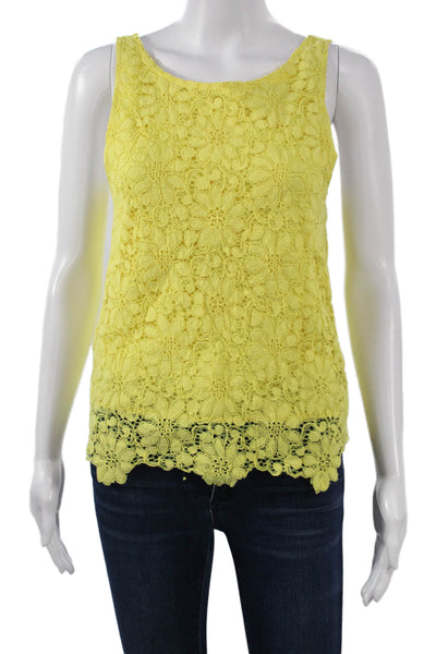 BB Dakota Women Yellow Floral Sleeveless Tank Round Neck Size S