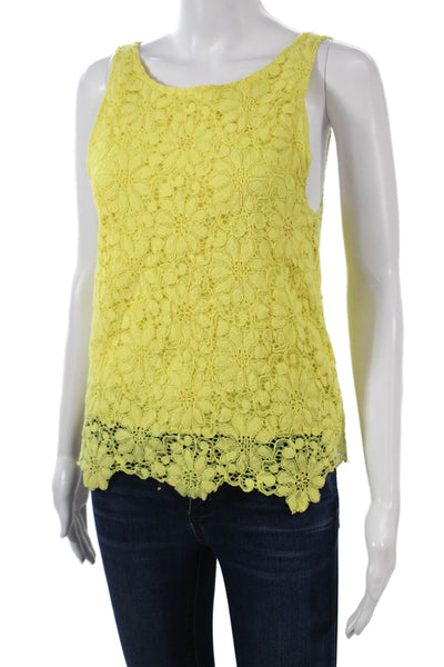 BB Dakota Women Yellow Floral Sleeveless Tank Round Neck Size S