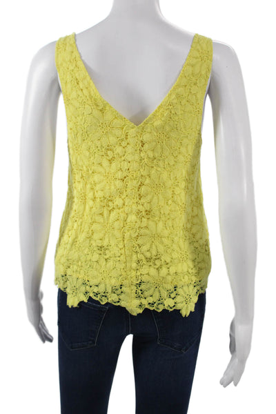 BB Dakota Women Yellow Floral Sleeveless Tank Round Neck Size S