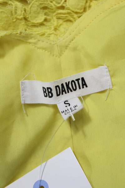 BB Dakota Women Yellow Floral Sleeveless Tank Round Neck Size S
